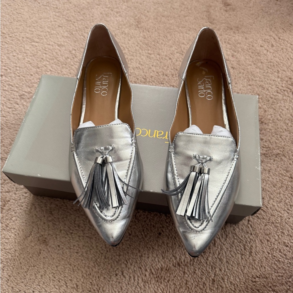 Franco Sarto Silver Tassel Flats